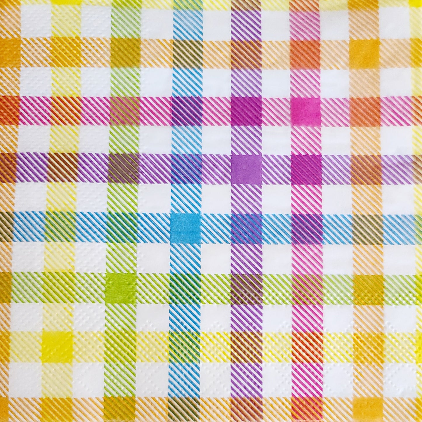 Spring Gingham Paper Napkin - Cocktail Size
