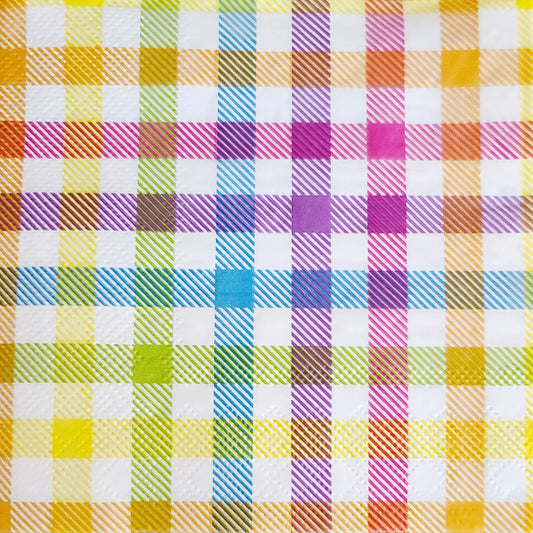 Spring Gingham Paper Napkin - Cocktail Size