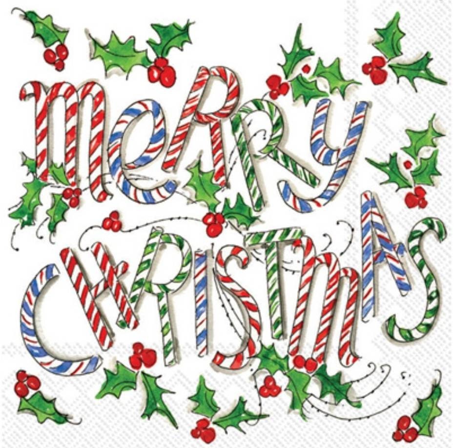 Christmas Candy Cane Paper Napkin - Luncheon Size