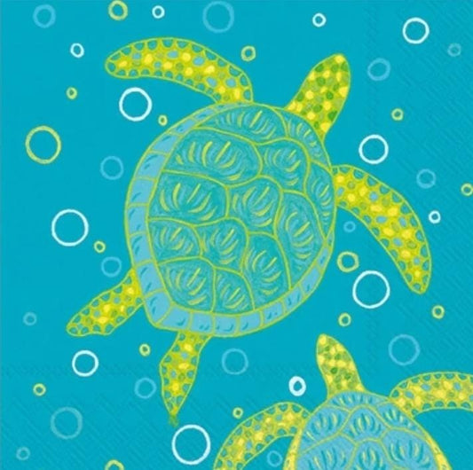Sea Turtle Green Paper Napkin - Cocktail Size