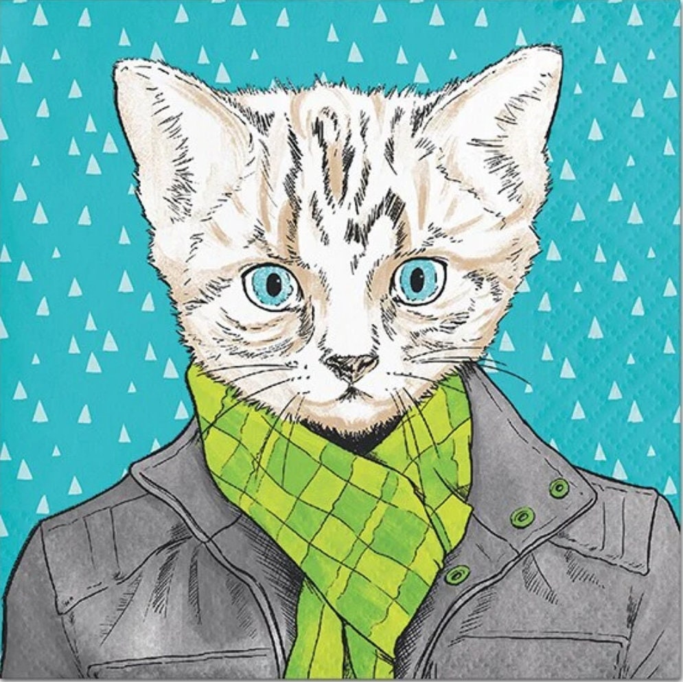 Cat Man Paper Napkin - Cocktail Size