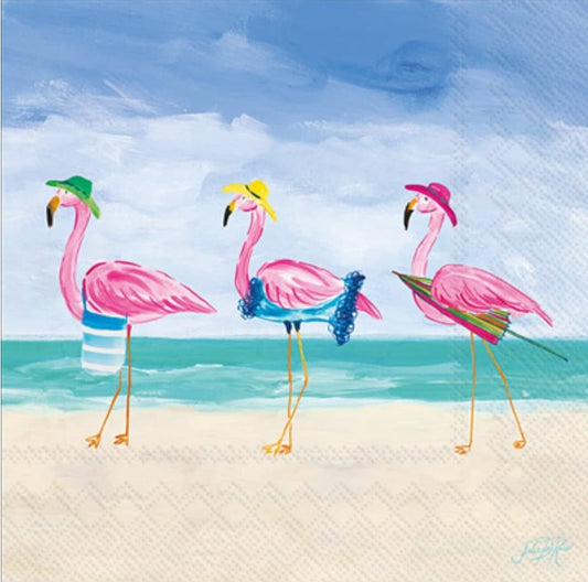 Flamingo Beach Paper Napkin - Cocktail Size
