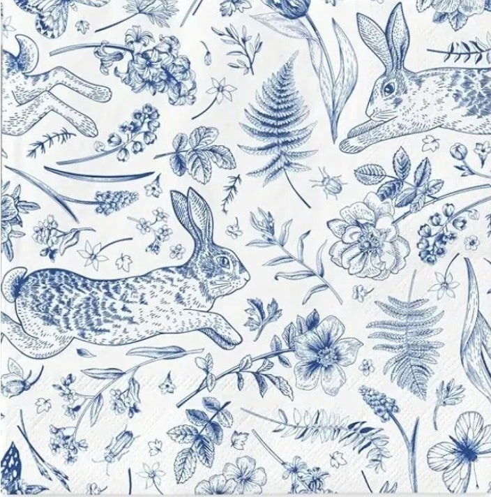 Easter Bunny Toile Paper Napkin - Luncheon Size