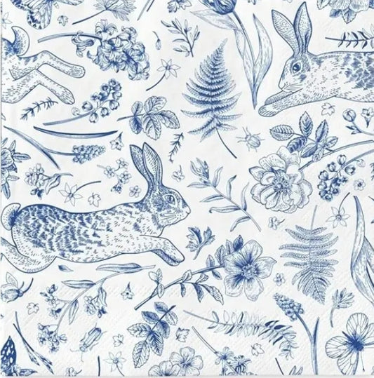 Easter Bunny Toile Paper Napkin - Luncheon Size