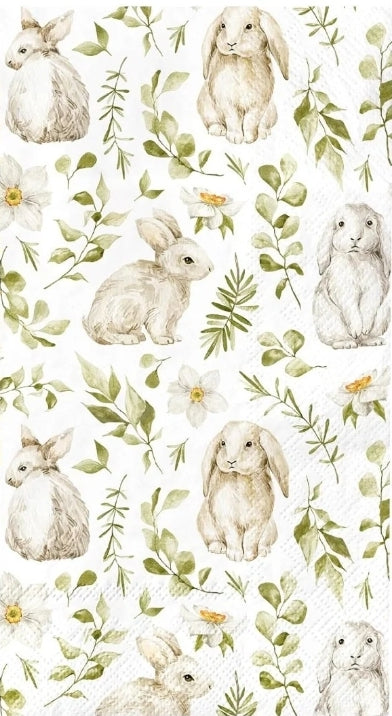 White Easter Bunny Toile Paper Napkin -  Guest Size