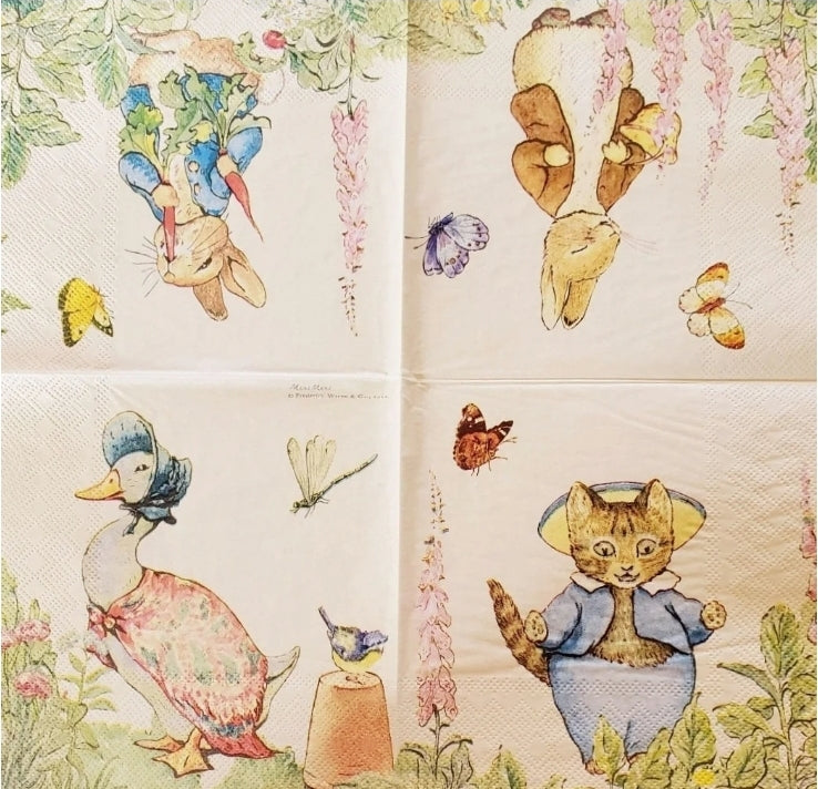 Easter Bunny Rabbit Wreath Paper Napkin - Luncheon Size