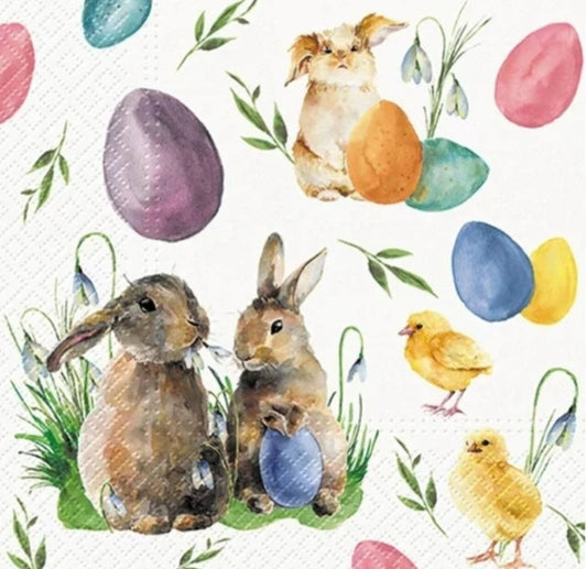 Easter Bunny Eggs Paper Napkin - Luncheon Size