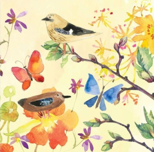 Spring Bird & Nest Paper Napkin -  Cocktail Size