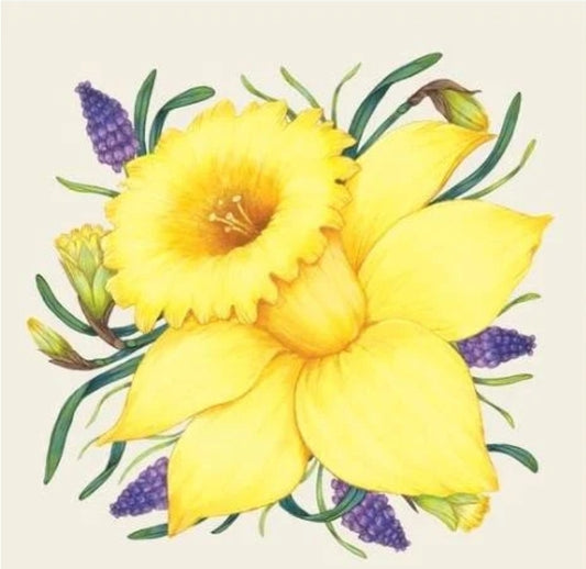 Vintage Daffodil Paper Napkin - Cocktail Size