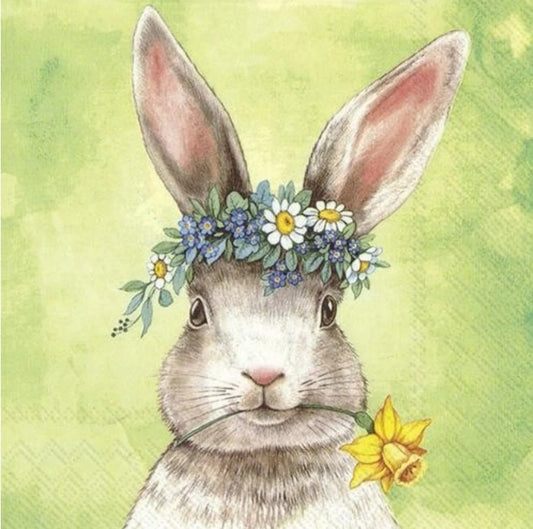 Easter Bunny Flower Paper Napkin - Luncheon Size