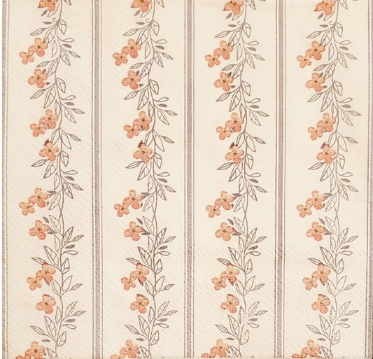 Flower Stripe Paper Napkin - Cocktail Size