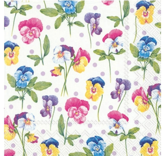 Pansy Flower Scatter Paper Napkin - Luncheon Size