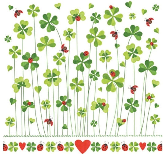 Clover Ladybug Love Paper Napkin - Cocktail Size