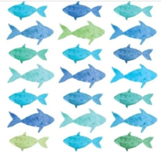 Fish Paper Napkin - Cocktail Size- Beverage Size