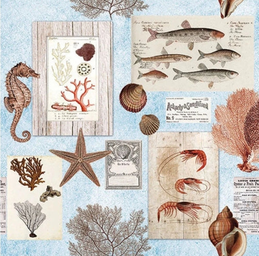 Seahorse Coral Beach Paper Napkin - Luncheon Size