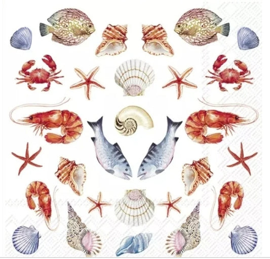 Crab Starfish Fish Ocean Paper Napkin - Luncheon Size