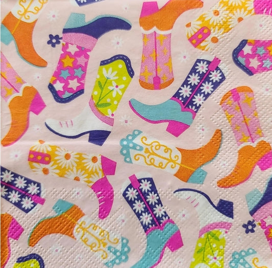Cowgirl Boots Paper Napkin - Luncheon Size