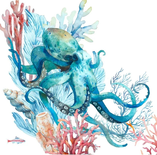 Octopus Paper Napkin - Cocktail Size