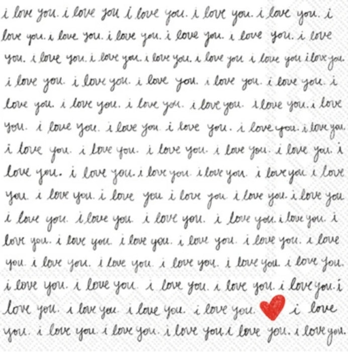 Handwritten Script I Love You Paper Napkin - Cocktail Size