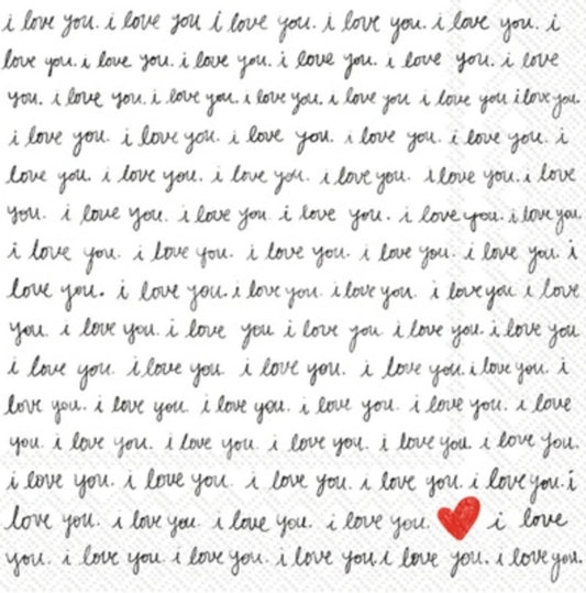 Handwritten Script I Love You Paper Napkin - Cocktail Size
