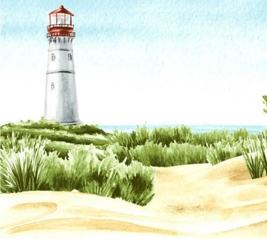 Lighthouse Beach Ship Paper Napkin - Luncheon Size