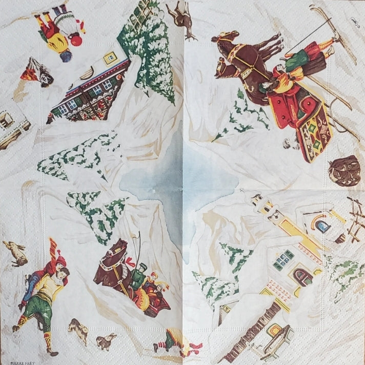 Ski Lodge Paper Napkin - Cocktail Size