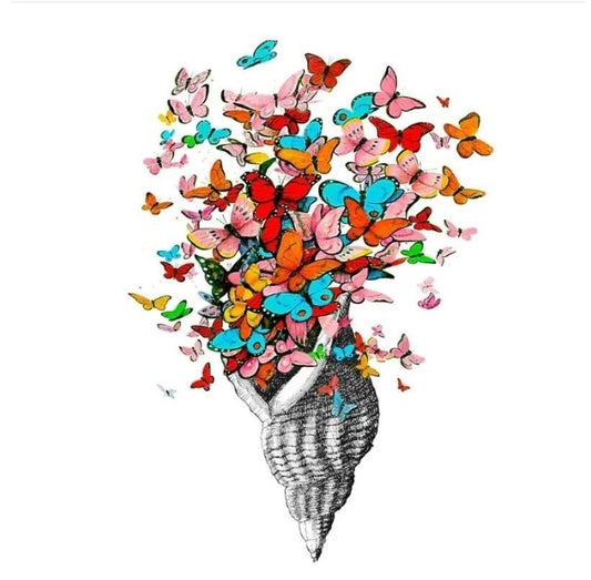 Seashell & Butterflies Paper Napkin - Cocktail Size