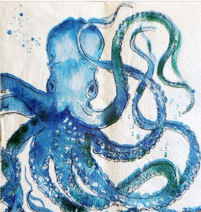 Octopus Paper Napkin - Cocktail Size