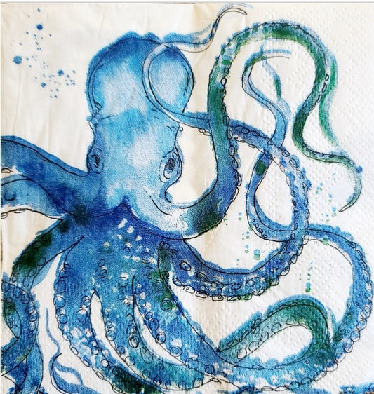 Octopus Paper Napkin - Cocktail Size