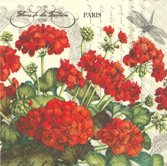 Geranium Flower Pots Paper Napkin - Cocktail Size