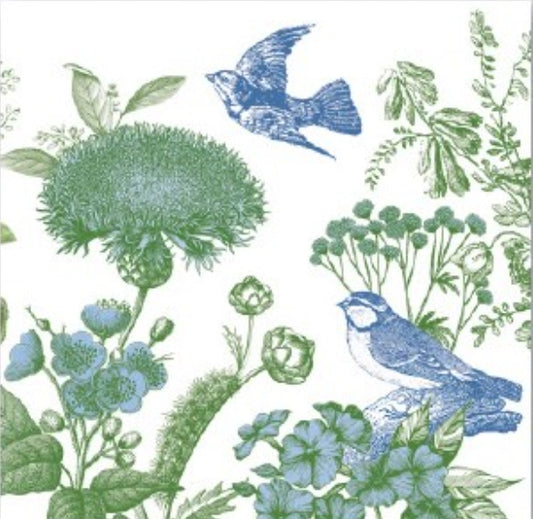 Blue Bird Toile Paper Napkin set - Cocktail Size