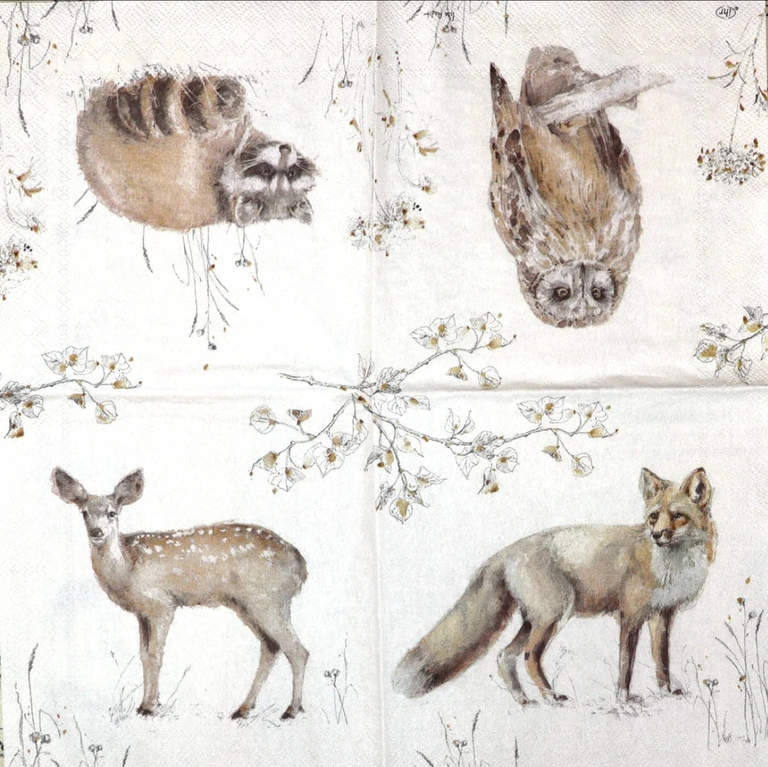 Raccoon Paper Napkin - Cocktail Size