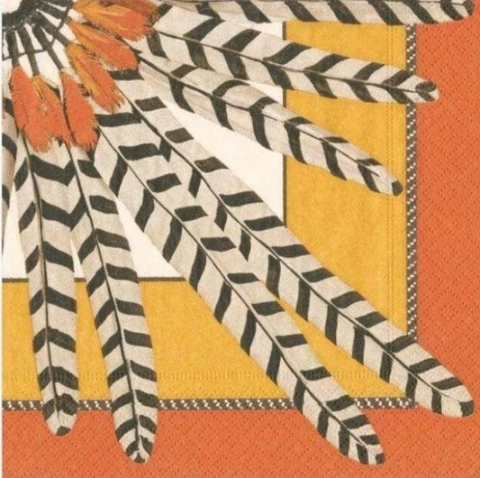 Tropical Bird Feathers Paper Napkin - Cocktail Size