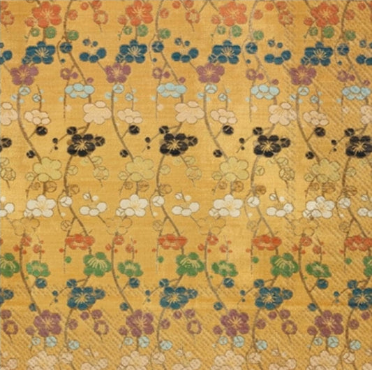 Gold Silk Asian Paper Napkin - Luncheon Size