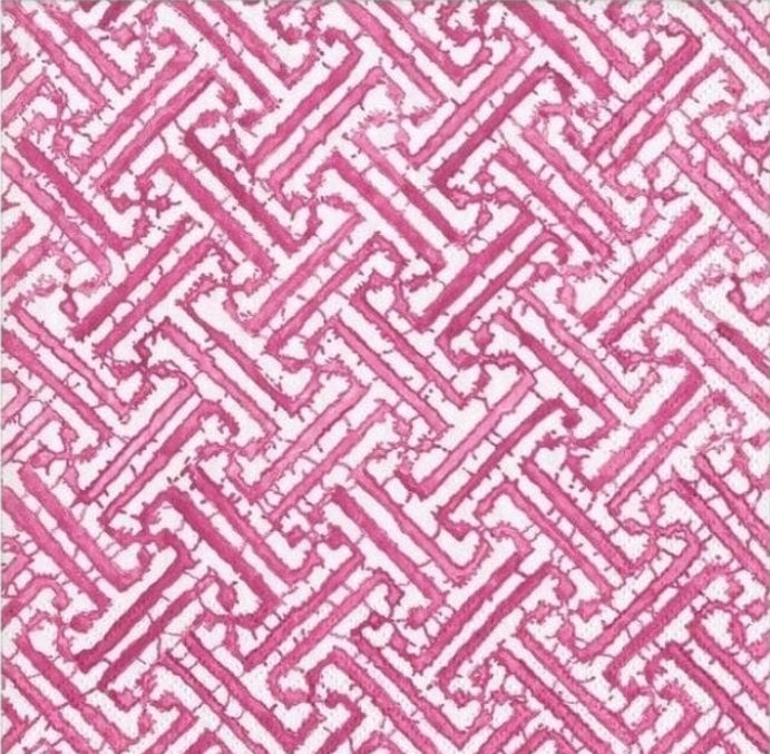 Pink Fretwork Paper Napkin - Cocktail Size