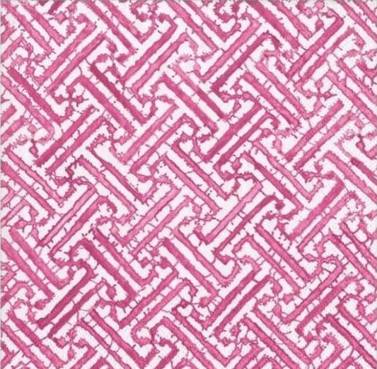 Pink Fretwork Paper Napkin - Cocktail Size