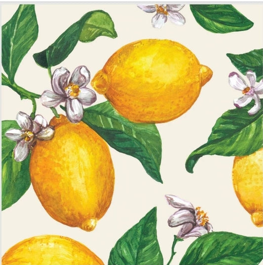 Botanical Lemon Paper Napkin - Cocktail Size
