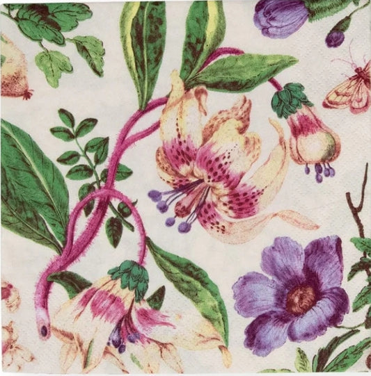 Purple Flower Garden Paper Napkin - Cocktail Size