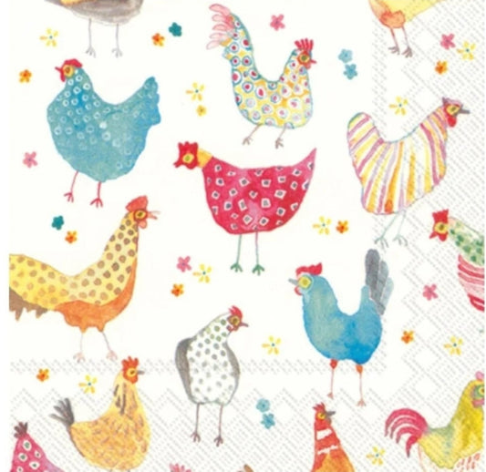 Chicken Colorful Paper Napkin - Cocktail Size