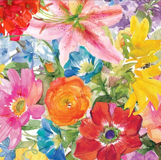 Bright Floral Collage Paper Napkin - Cocktail Size