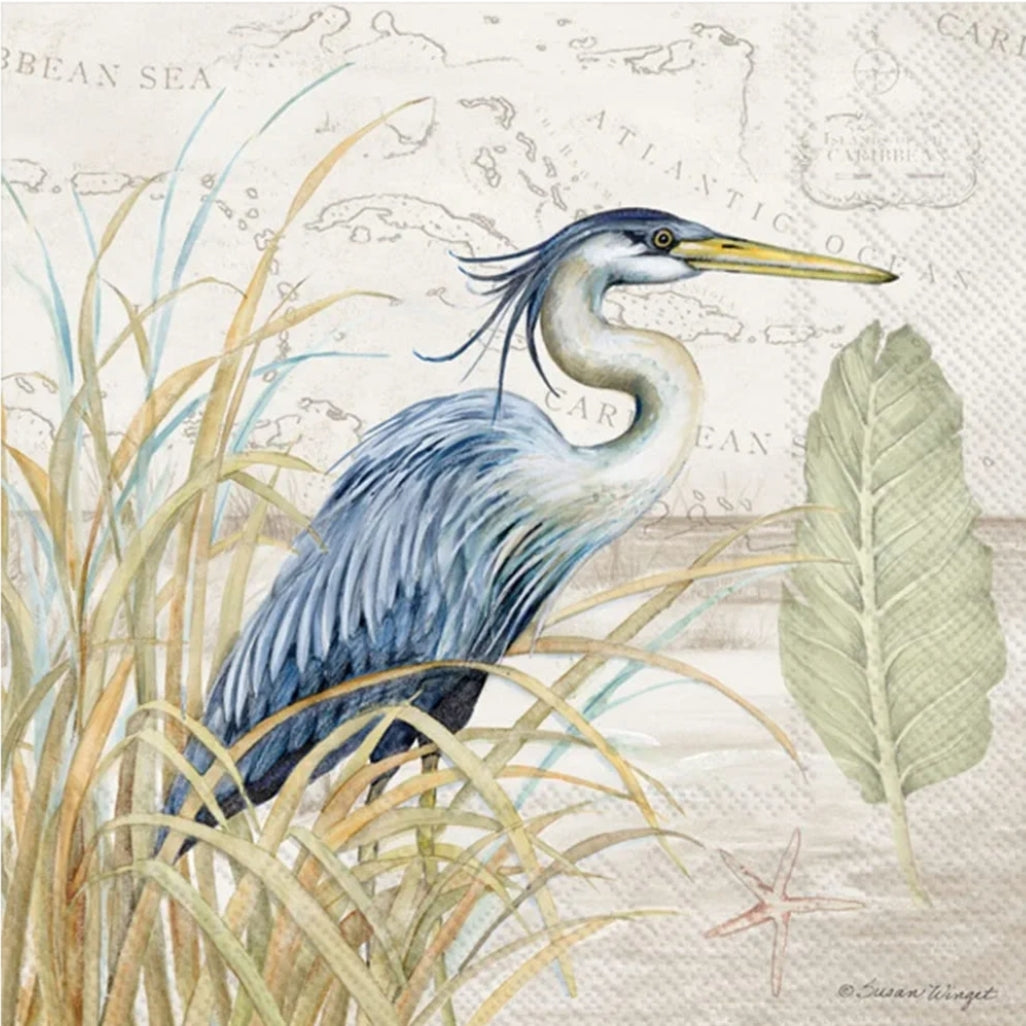 Blue Heron Paper Napkin - Cocktail Size