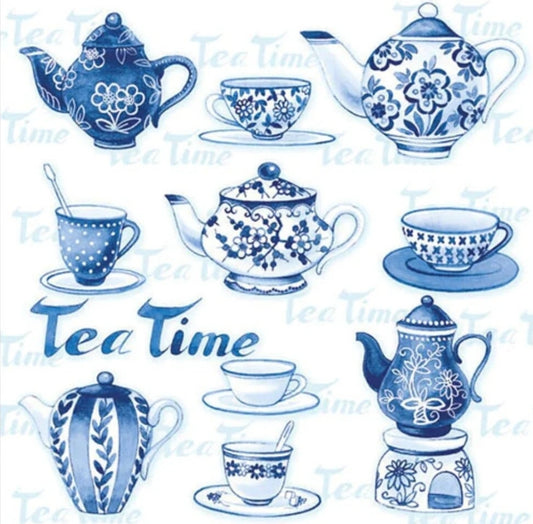 Blue & White Teapots Paper Napkin - Luncheon Size