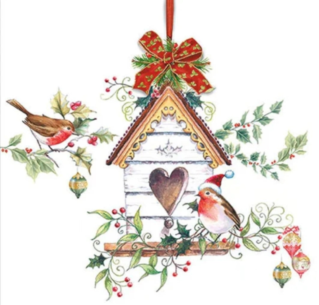 Christmas Bird Birdhouse  Paper Napkin - Luncheon Size