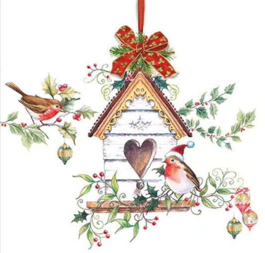 Christmas Bird Birdhouse  Paper Napkin - Luncheon Size