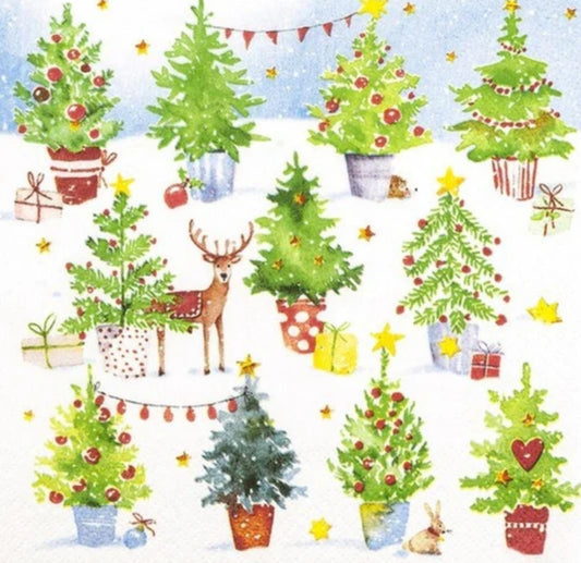 Tree Farm Reindeer Paper Napkin - Luncheon Size