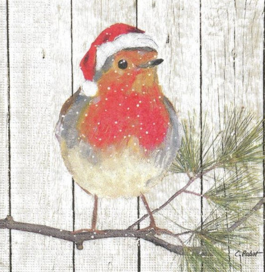 Christmas Robin Paper Napkin - Cocktail Size