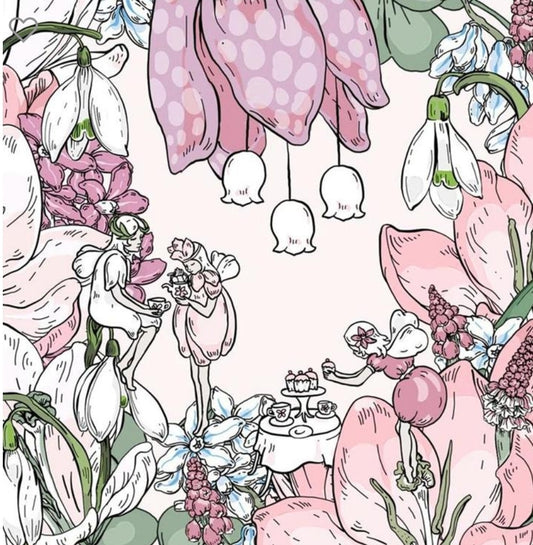 Fairy Tea Time in the Garden Paper Napkin - Cocktail Size