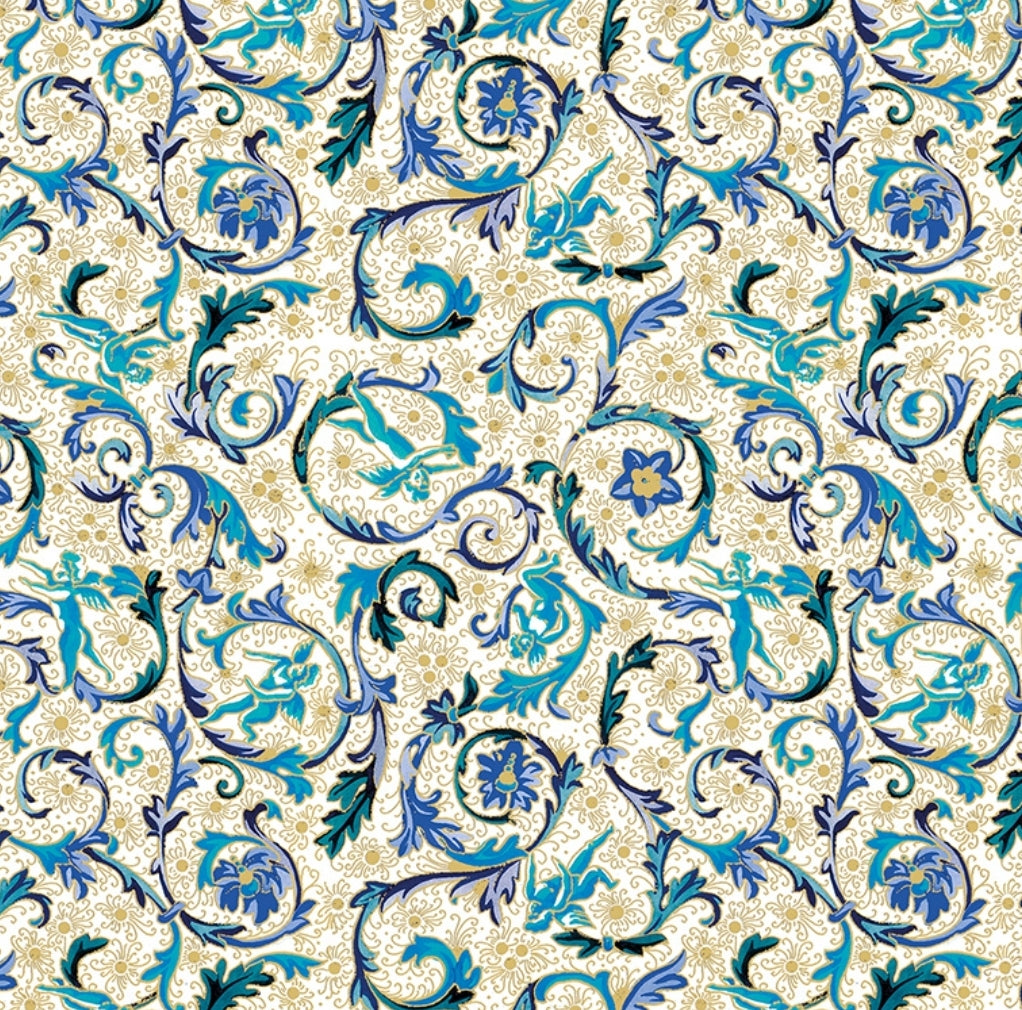 Blue Baroque Paper Napkins- Luncheon Size