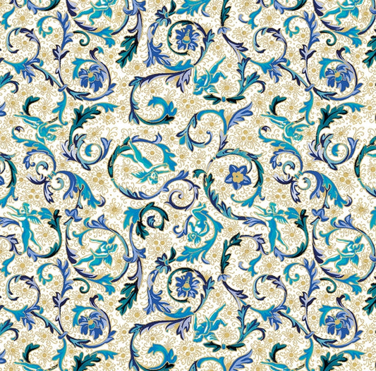 Blue Baroque Paper Napkins- Luncheon Size