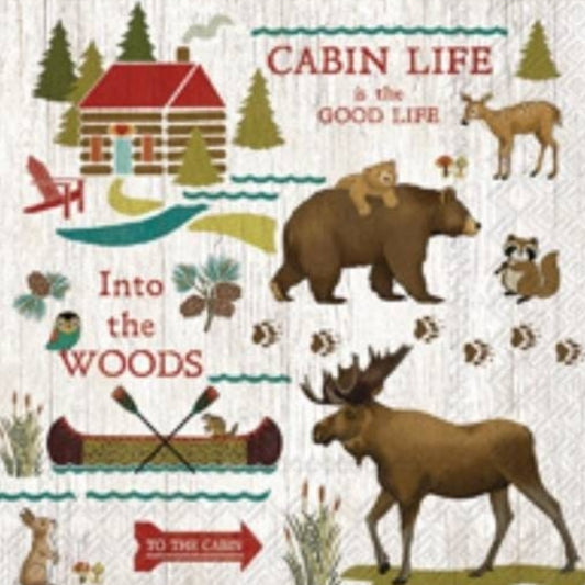 Camping & Canoeing Paper Napkin - Cocktail Size